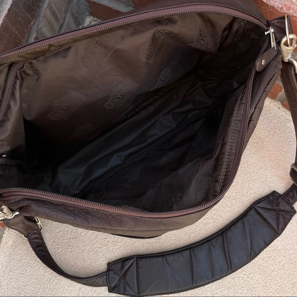 Canyon Outback Leather Goods Dark Brown Expandable Messenger Bag “ACN” debossed - Picture 6 of 14